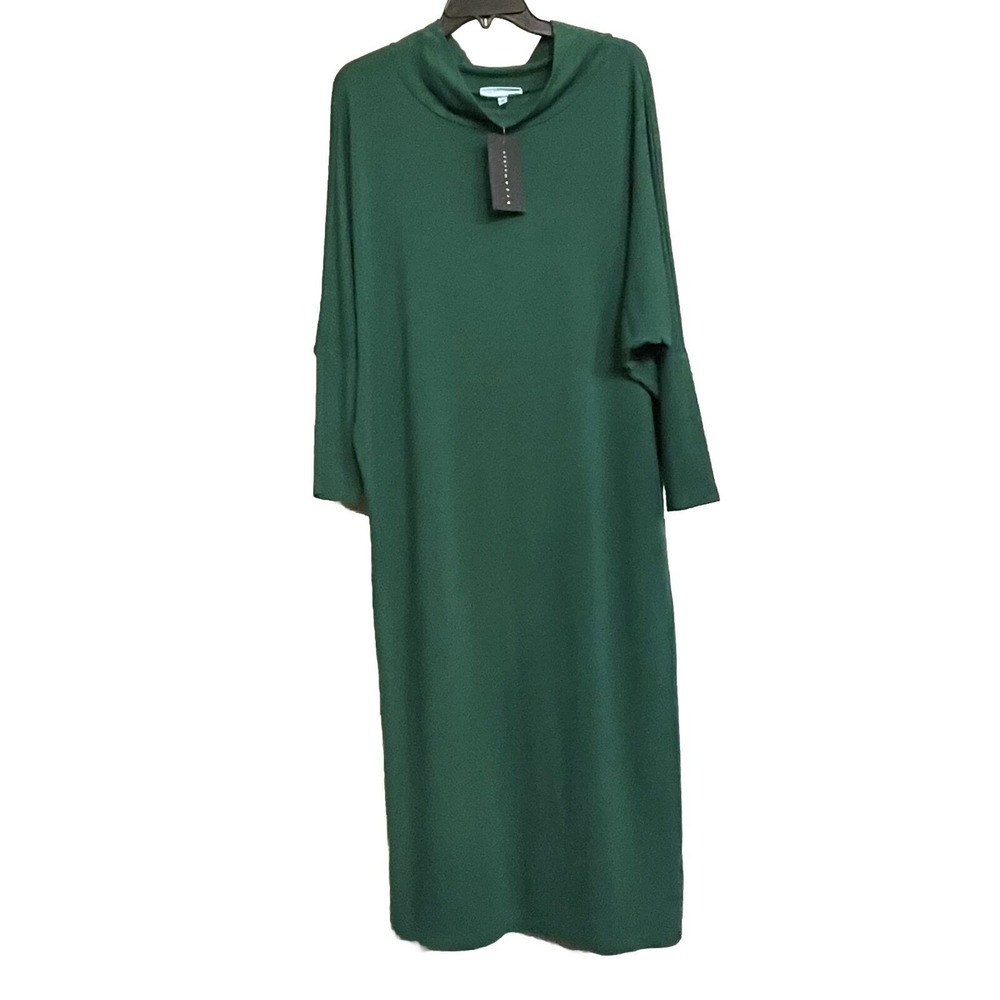 Bryn Walker Dress Ilse Ponti Soft Knit Drape Cowl Neck Long Dolman Sleeve Midi S